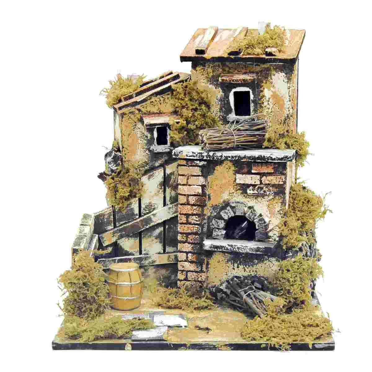 Casetta presepe forno luce effetto fiamma