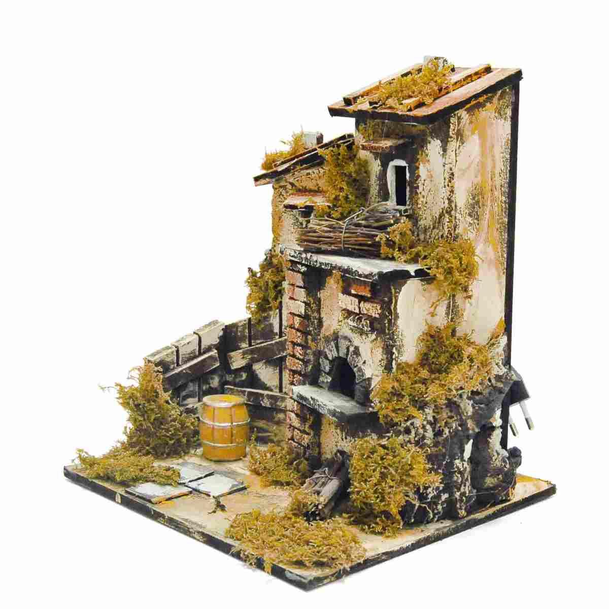 Casetta presepe forno luce effetto fiamma