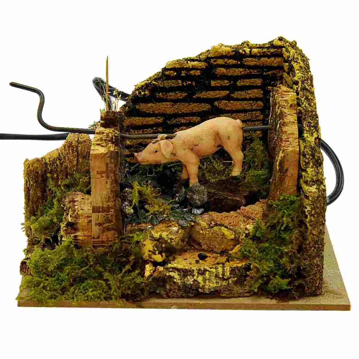 Fuoco presepe elettrico effetto fiamma maialino