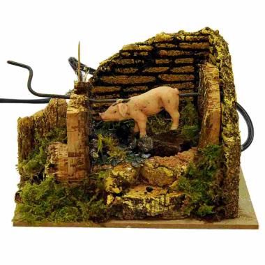 Fuoco presepe elettrico effetto fiamma maialino
