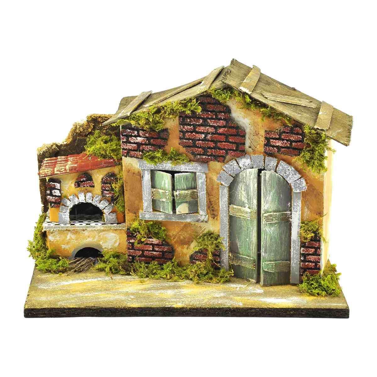 Casetta presepe forno luce effetto fuoco