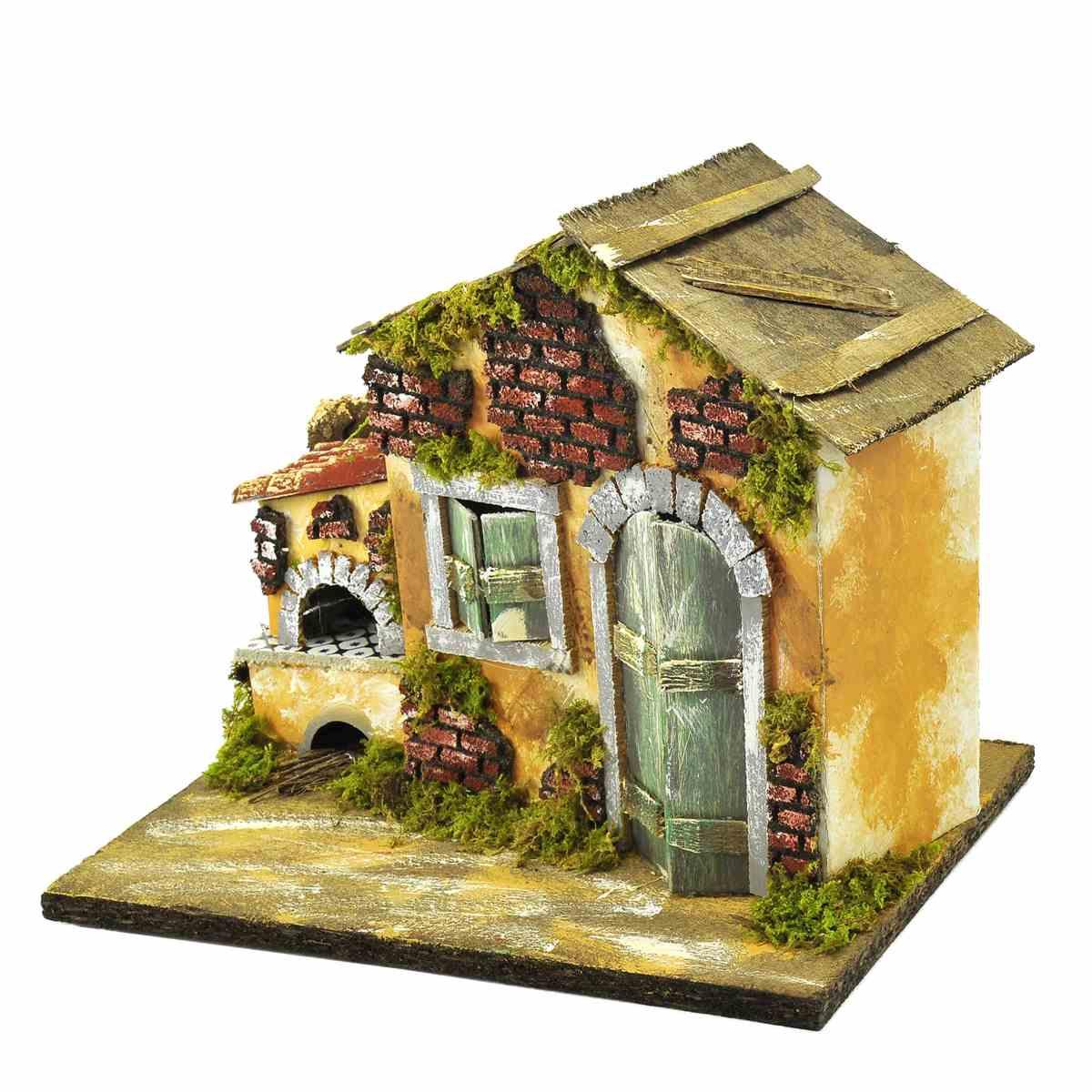 Casetta presepe forno luce effetto fuoco