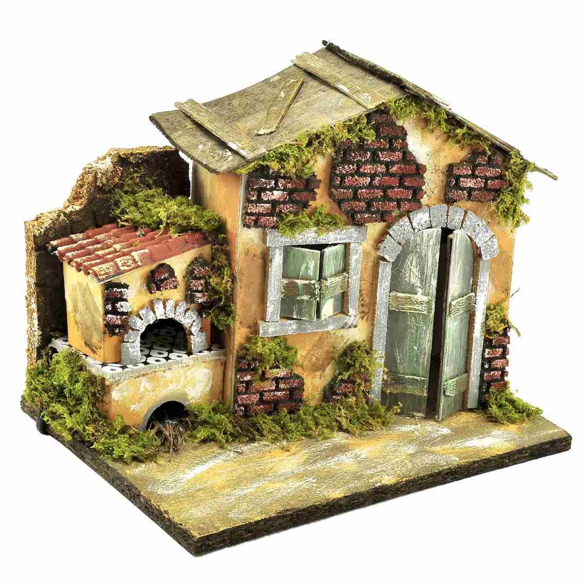 Casetta presepe forno luce effetto fuoco