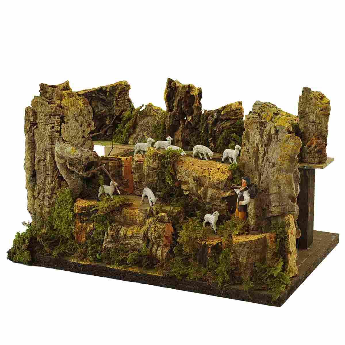 Statue presepe gregge in movimento pastore