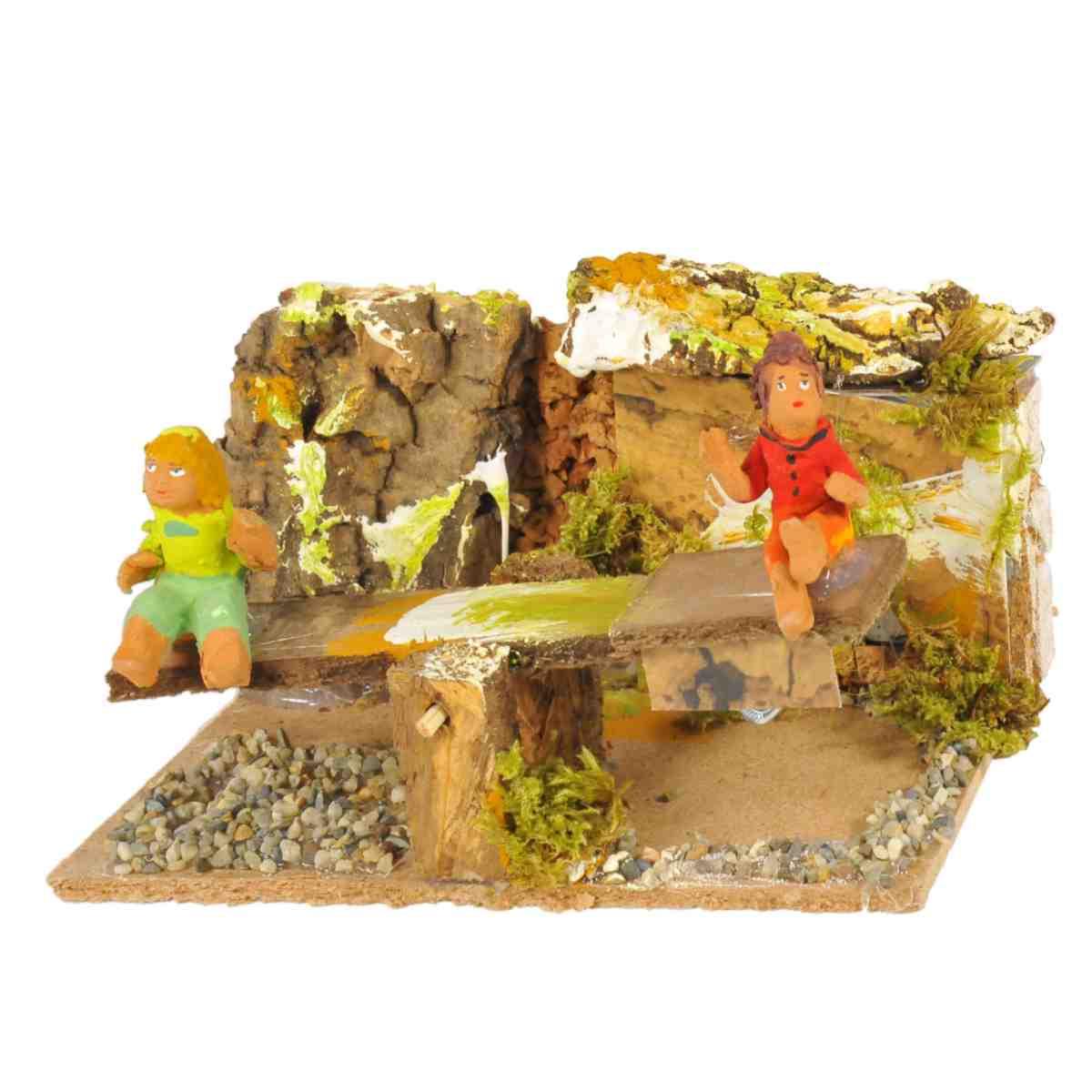 Statua presepe 10 cm movimento bambini che giocano