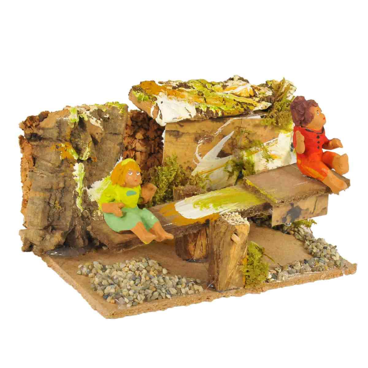 Statua presepe 10 cm movimento bambini che giocano