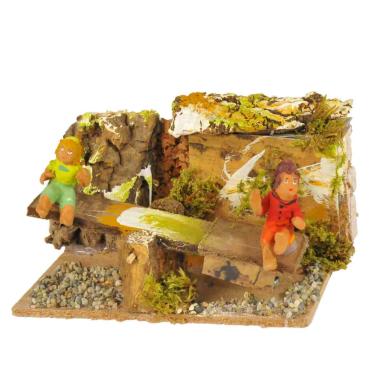 Statua presepe 10 cm movimento bambini che giocano