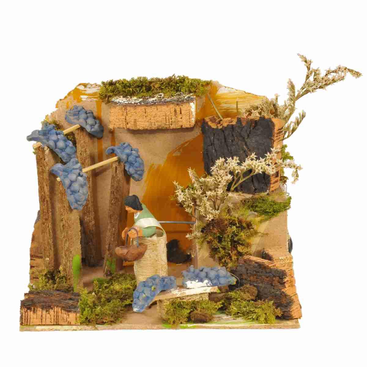 Statua presepe 7 cm movimento raccoglitore di uva