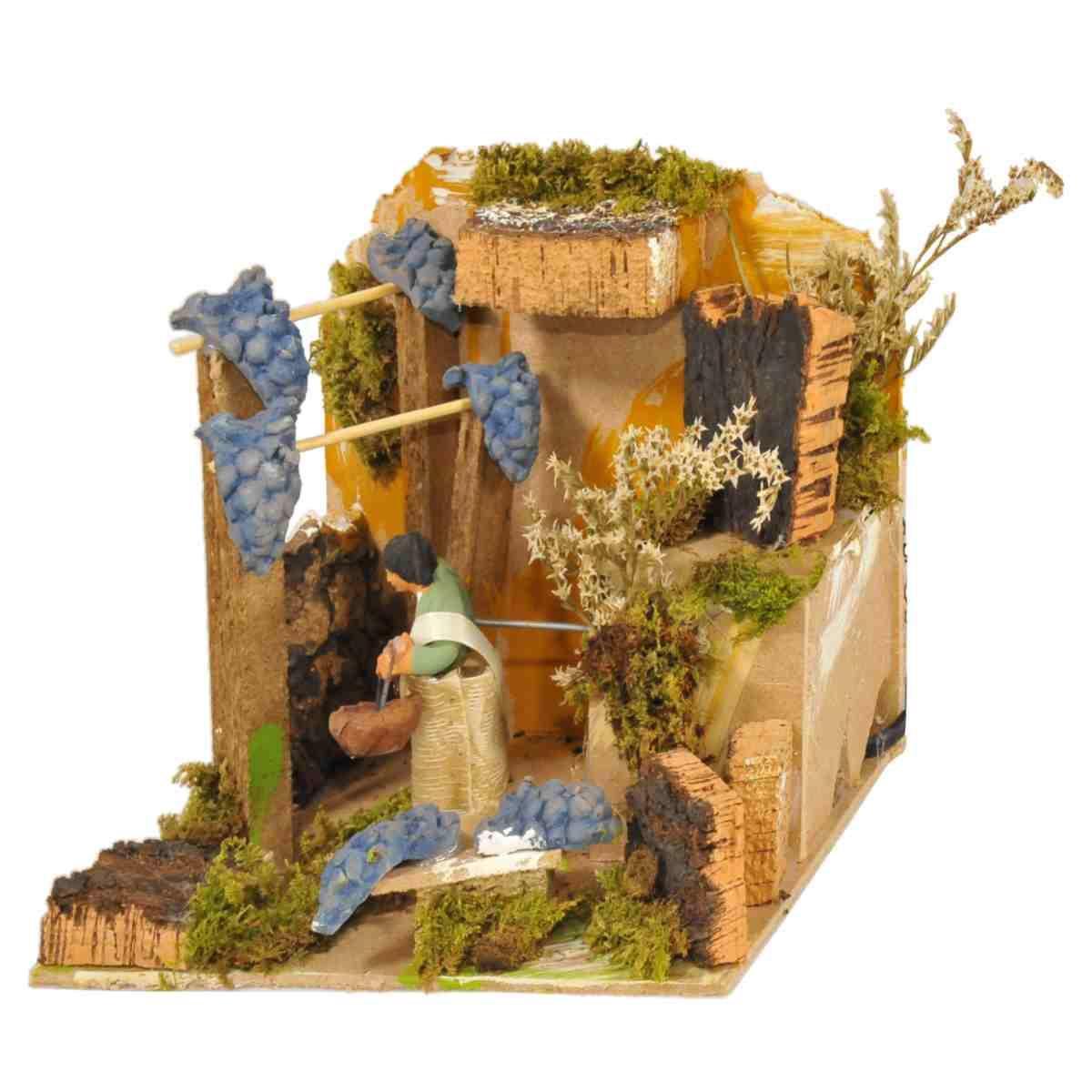 Statua presepe 7 cm movimento raccoglitore di uva