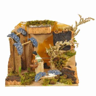 Statua presepe 7 cm movimento raccoglitore di uva