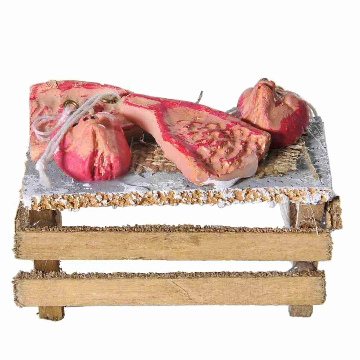 Bancarella presepe prosciutti carni