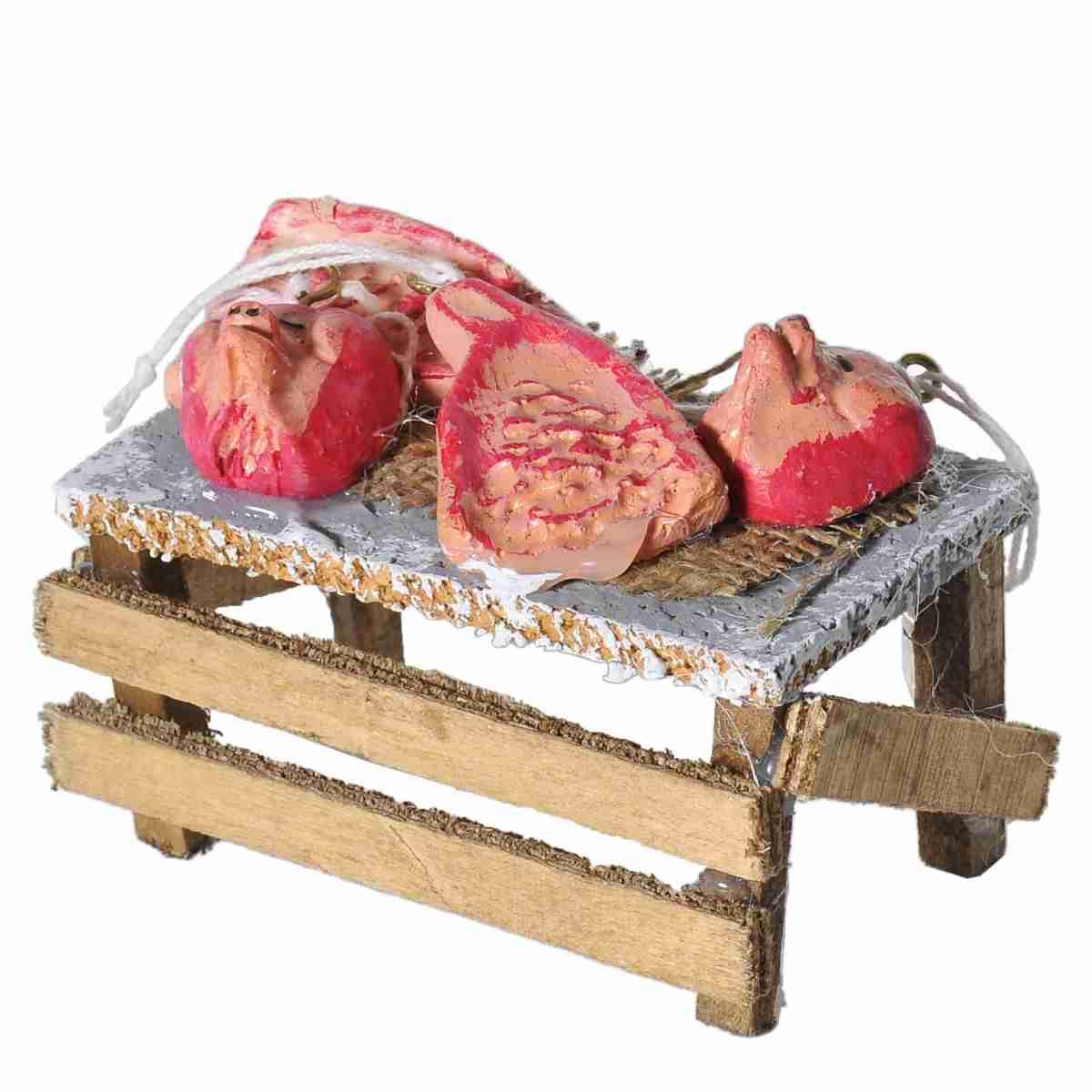 Bancarella presepe prosciutti carni