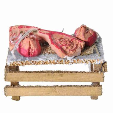 Bancarella presepe prosciutti carni