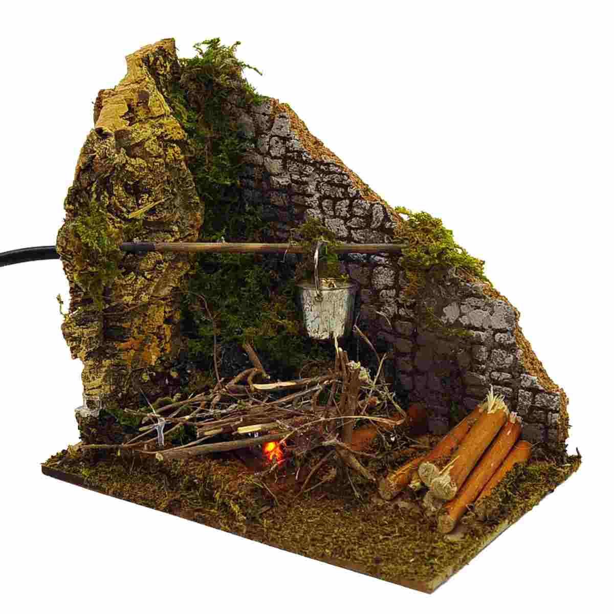 Fuoco presepe elettrico effetto fiamma secchiello