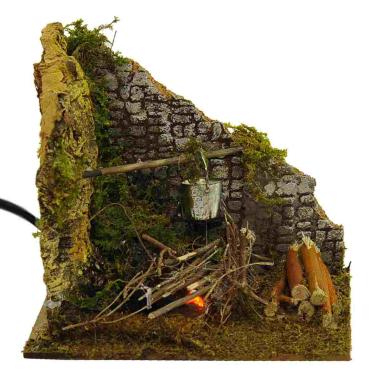 Fuoco presepe elettrico effetto fiamma secchiello
