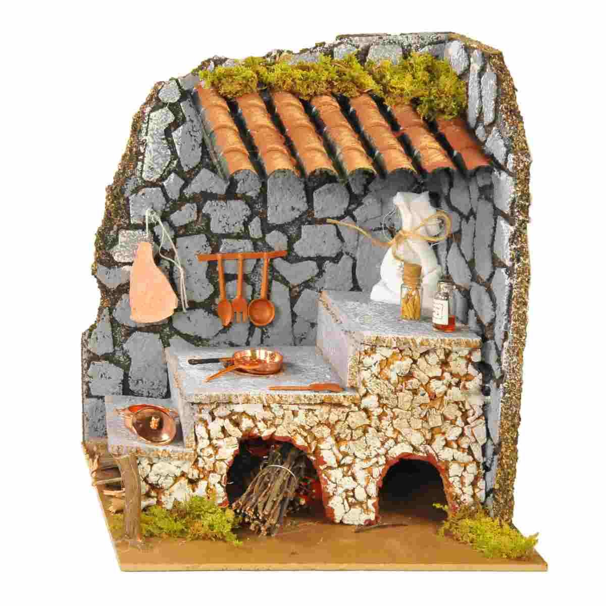 Cucina presepe angolare tetto luce effetto fiamma 220v