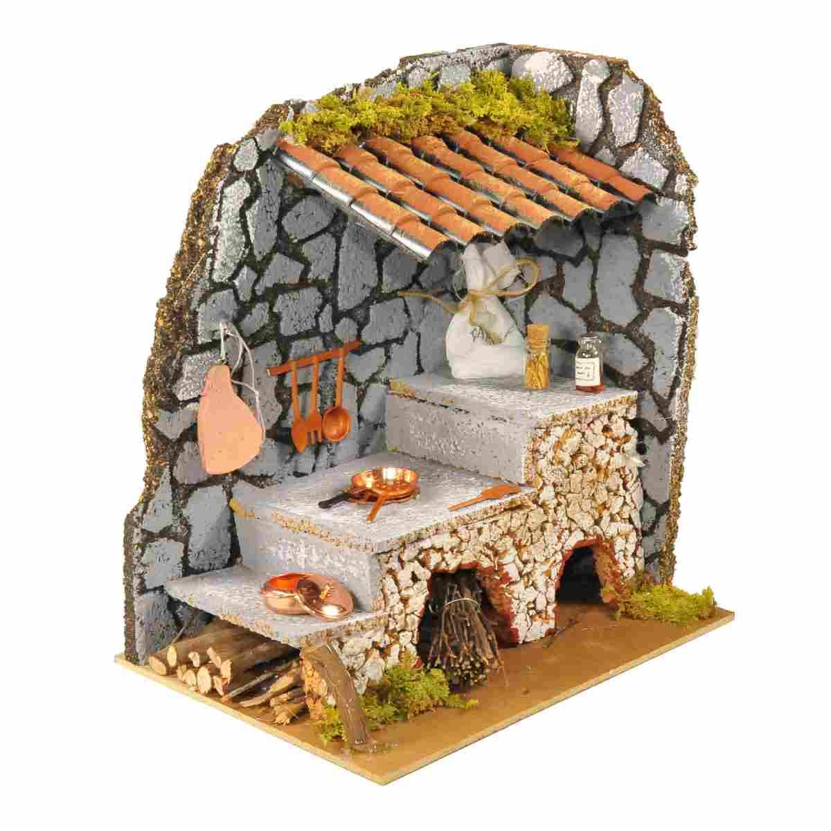 Cucina presepe angolare tetto luce effetto fiamma 220v