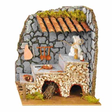 Cucina presepe angolare tetto luce effetto fiamma 220v
