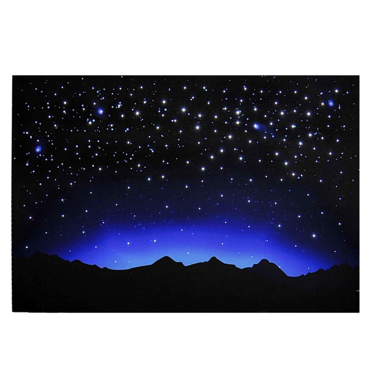 Pannello presepe sughero cielo montagne stelle luminose fibra ottica modello a