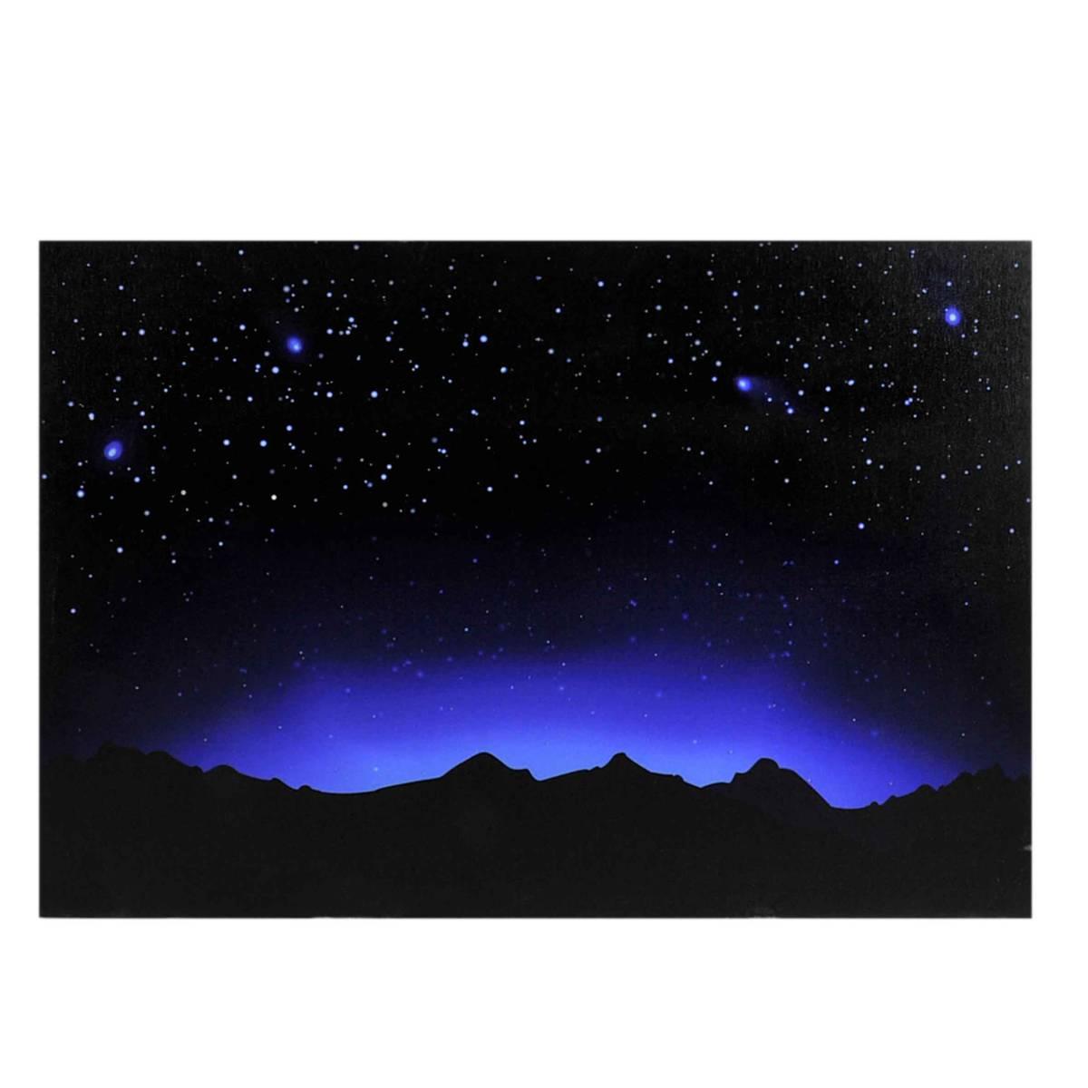 Pannello presepe sughero cielo montagne stelle luminose fibra ottica modello a