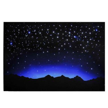 Pannello presepe sughero cielo montagne stelle luminose fibra ottica modello a
