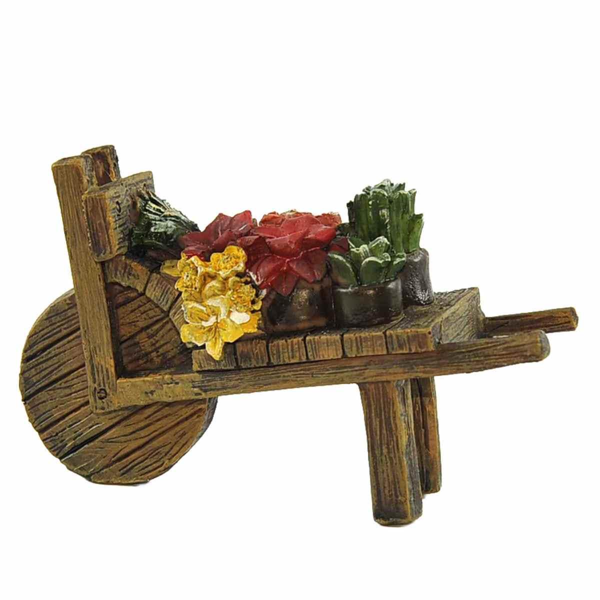 Statua presepe 20 cm fiorai carretto