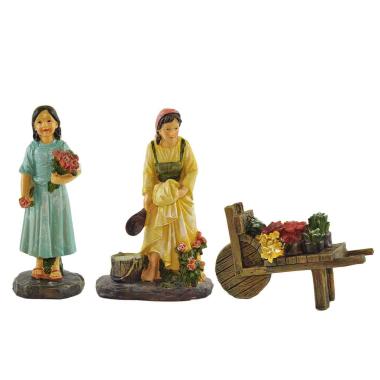 Statua presepe 20 cm fiorai carretto