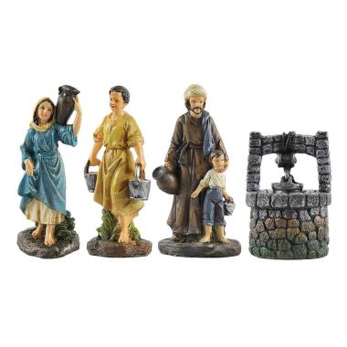 Statua presepe 13 cm pastori al pozzo