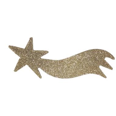Stella presepe cometa legno glitter oro 22 cm