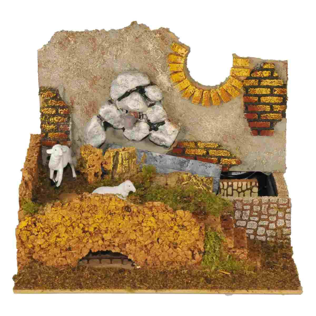 Fontana presepe elettrica pecore scalinata