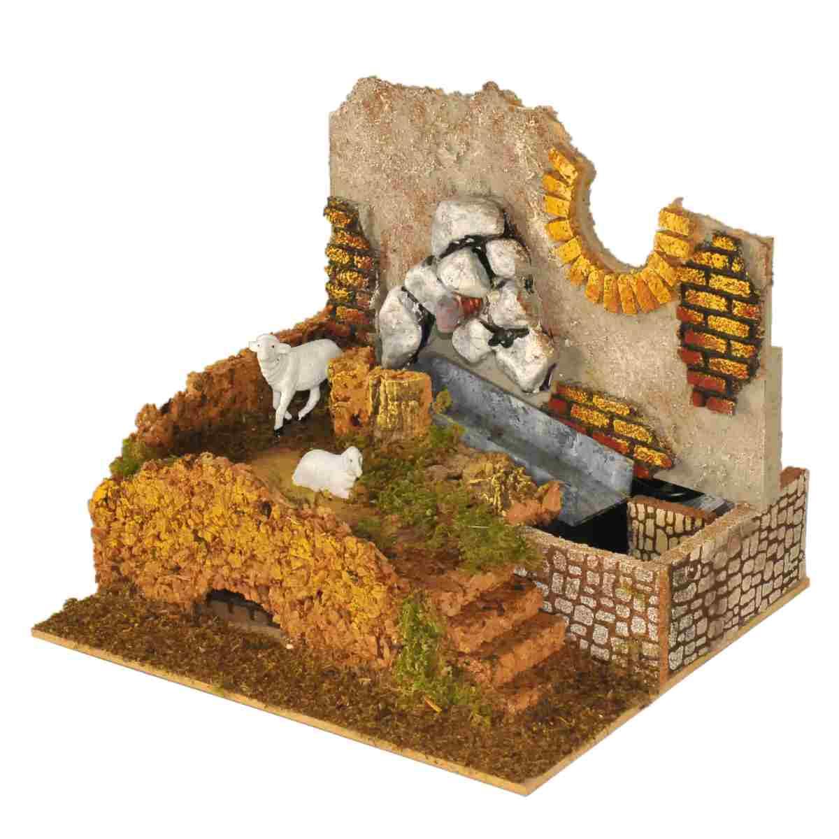 Fontana presepe elettrica pecore scalinata