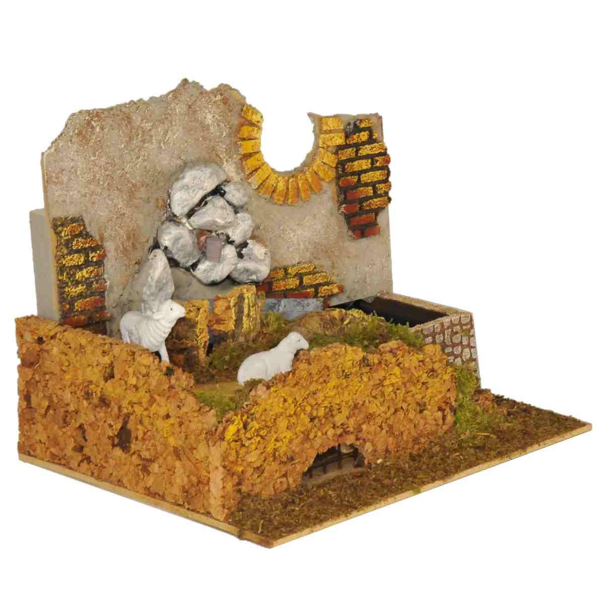 Fontana presepe elettrica pecore scalinata