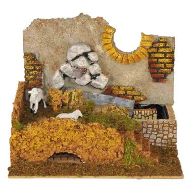 Fontana presepe elettrica pecore scalinata