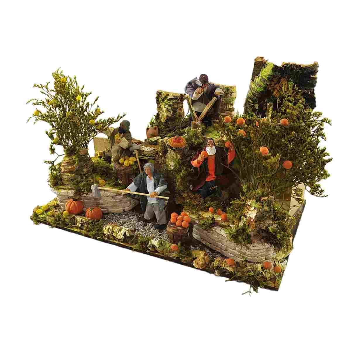 Contadini presepe 4 figure in movimento