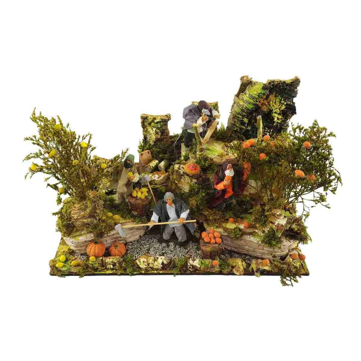 Contadini presepe 4 figure in movimento