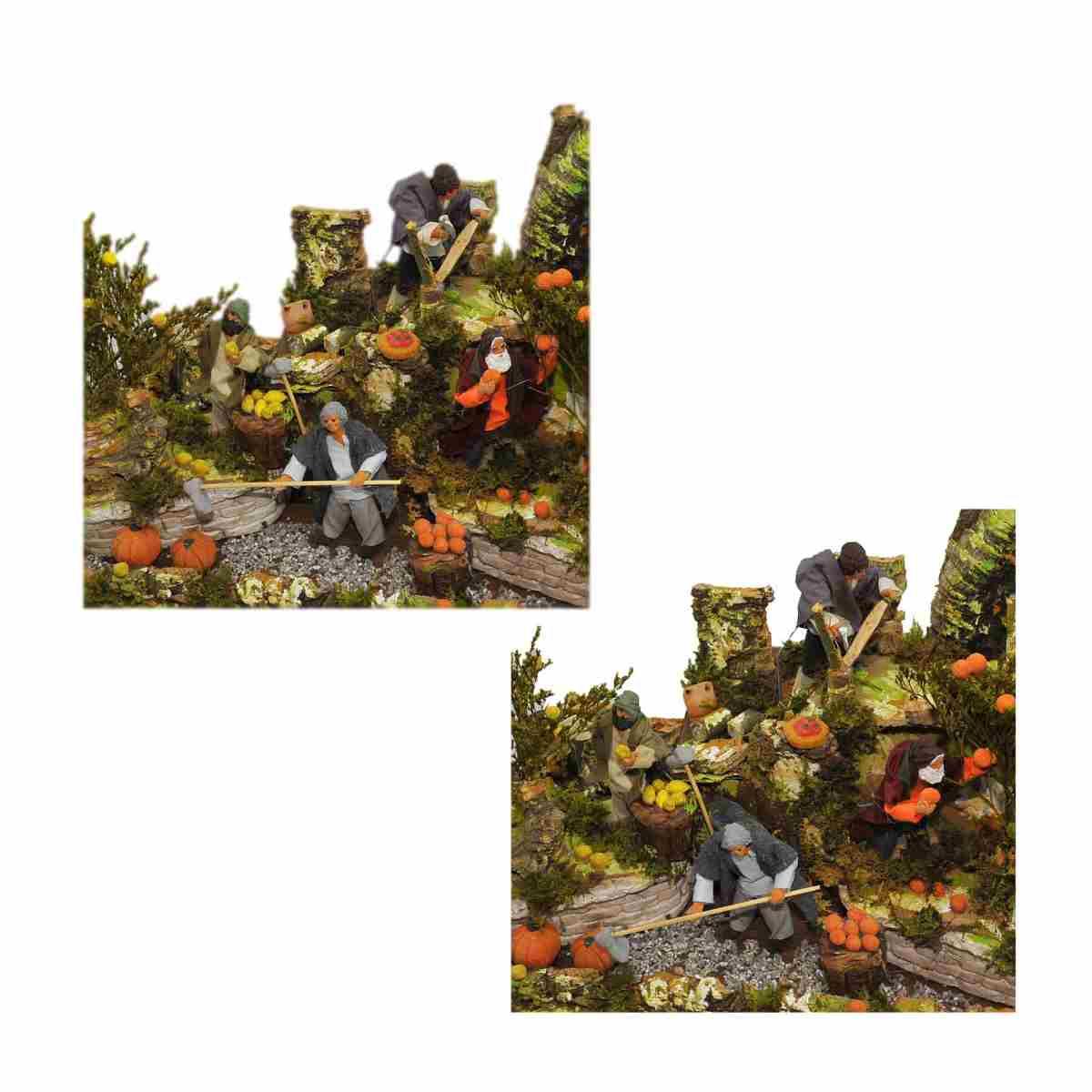 Contadini presepe 4 figure in movimento