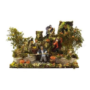 Contadini presepe 4 figure in movimento