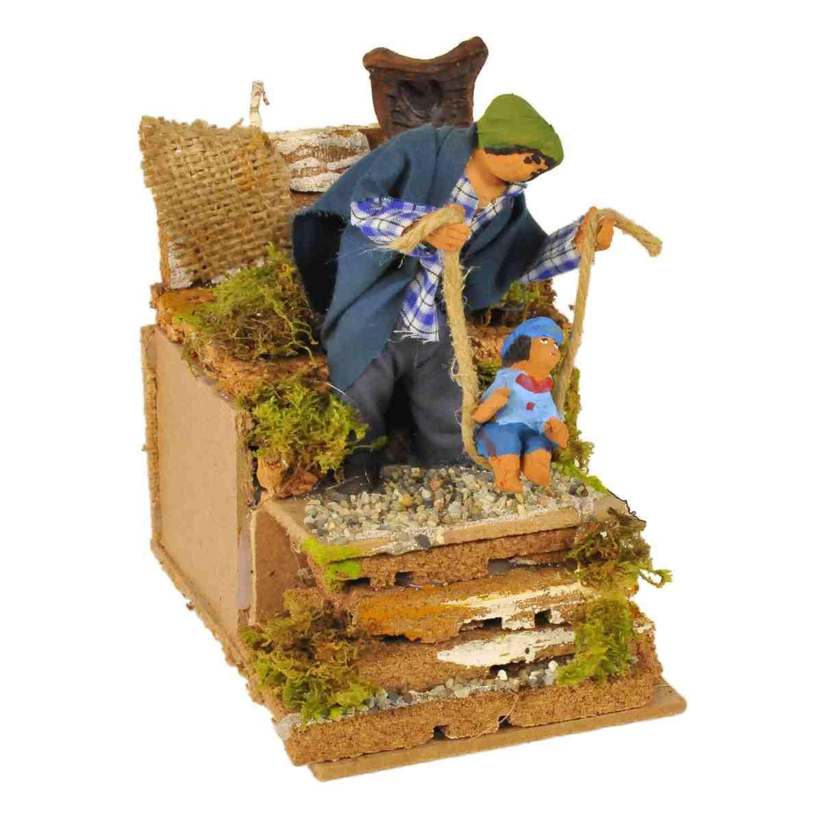 Statua presepe 10 cm movimento uomo bimbo
