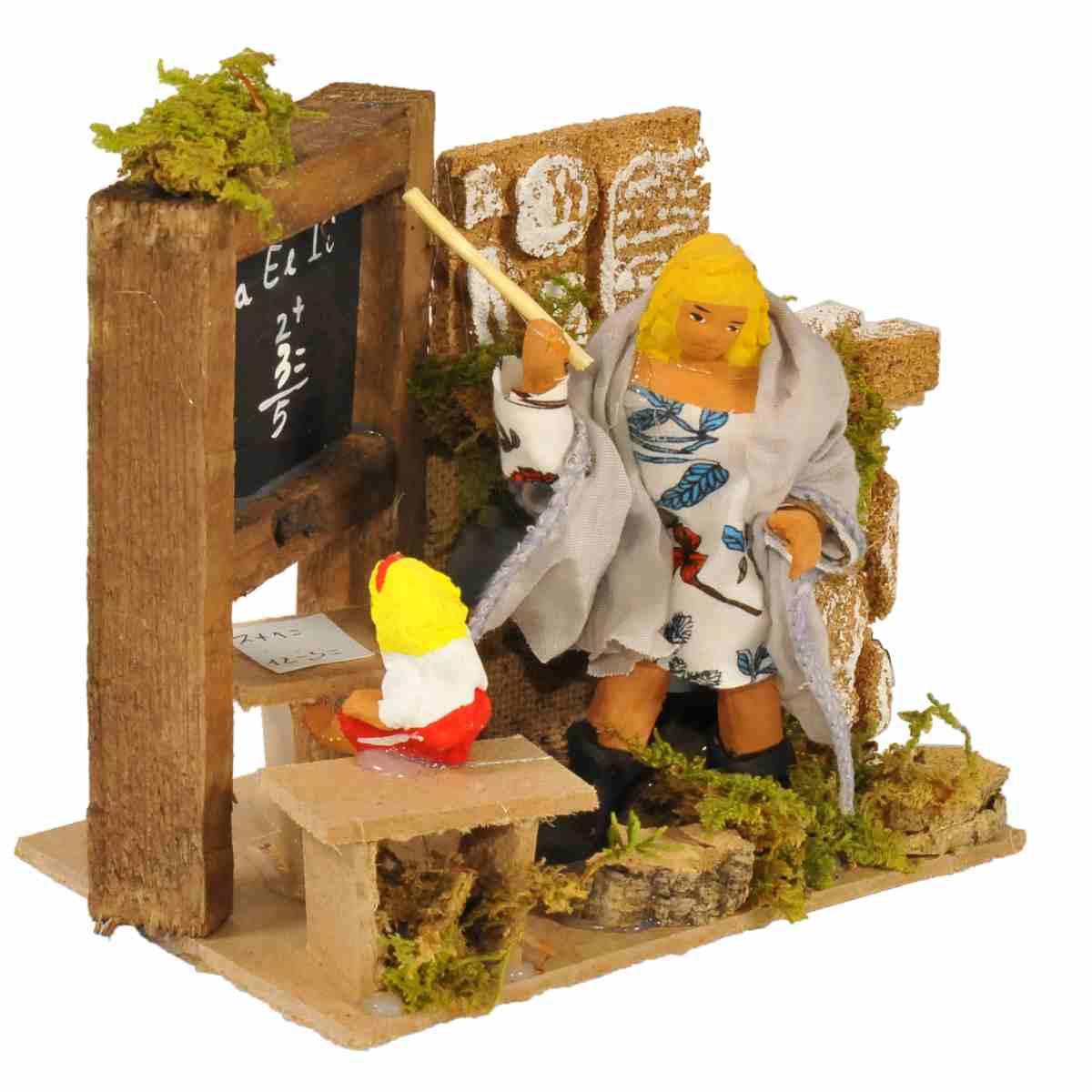 Statua presepe 10 cm movimento maestra lavagna