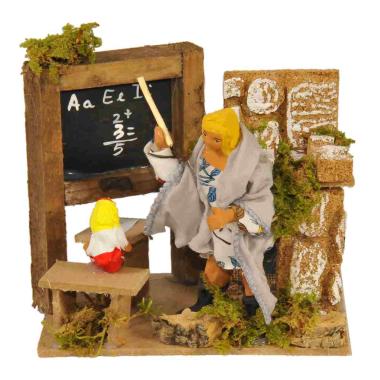 Statua presepe 10 cm movimento maestra lavagna