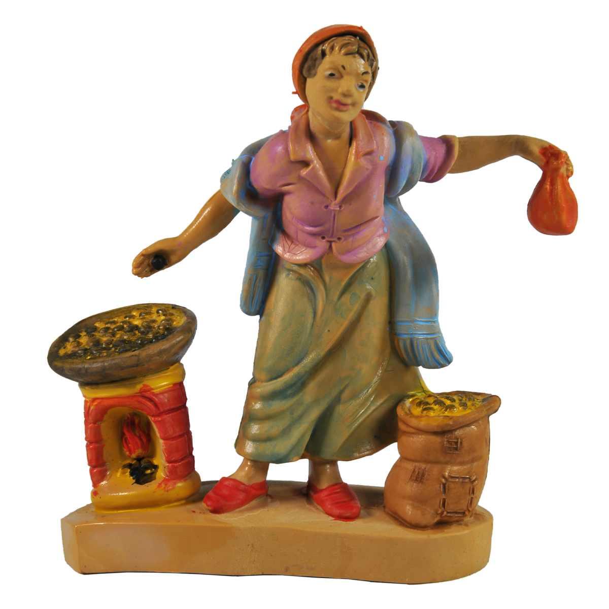Statua presepe 10 cm castagnaia braciere sacco