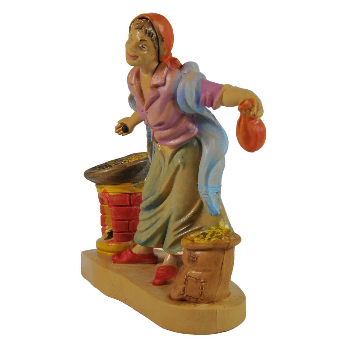 Statua presepe 10 cm castagnaia braciere sacco