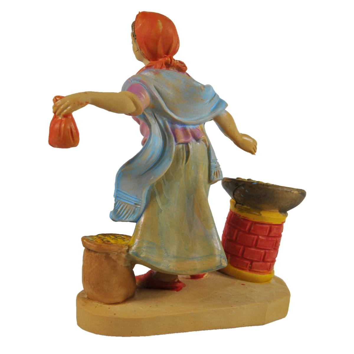 Statua presepe 10 cm castagnaia braciere sacco