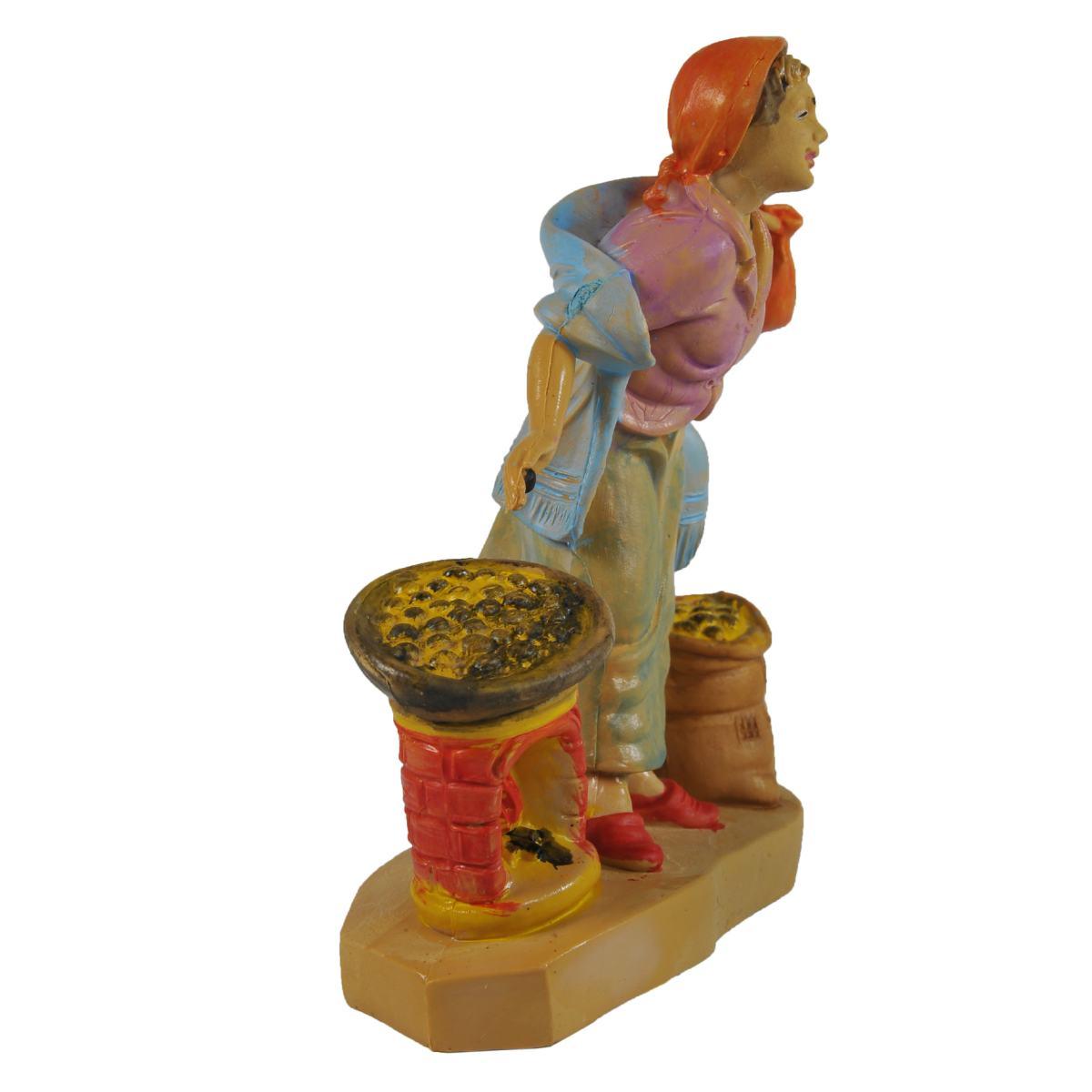 Statua presepe 10 cm castagnaia braciere sacco