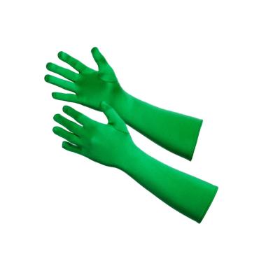 Guanti lunghi verde satinati