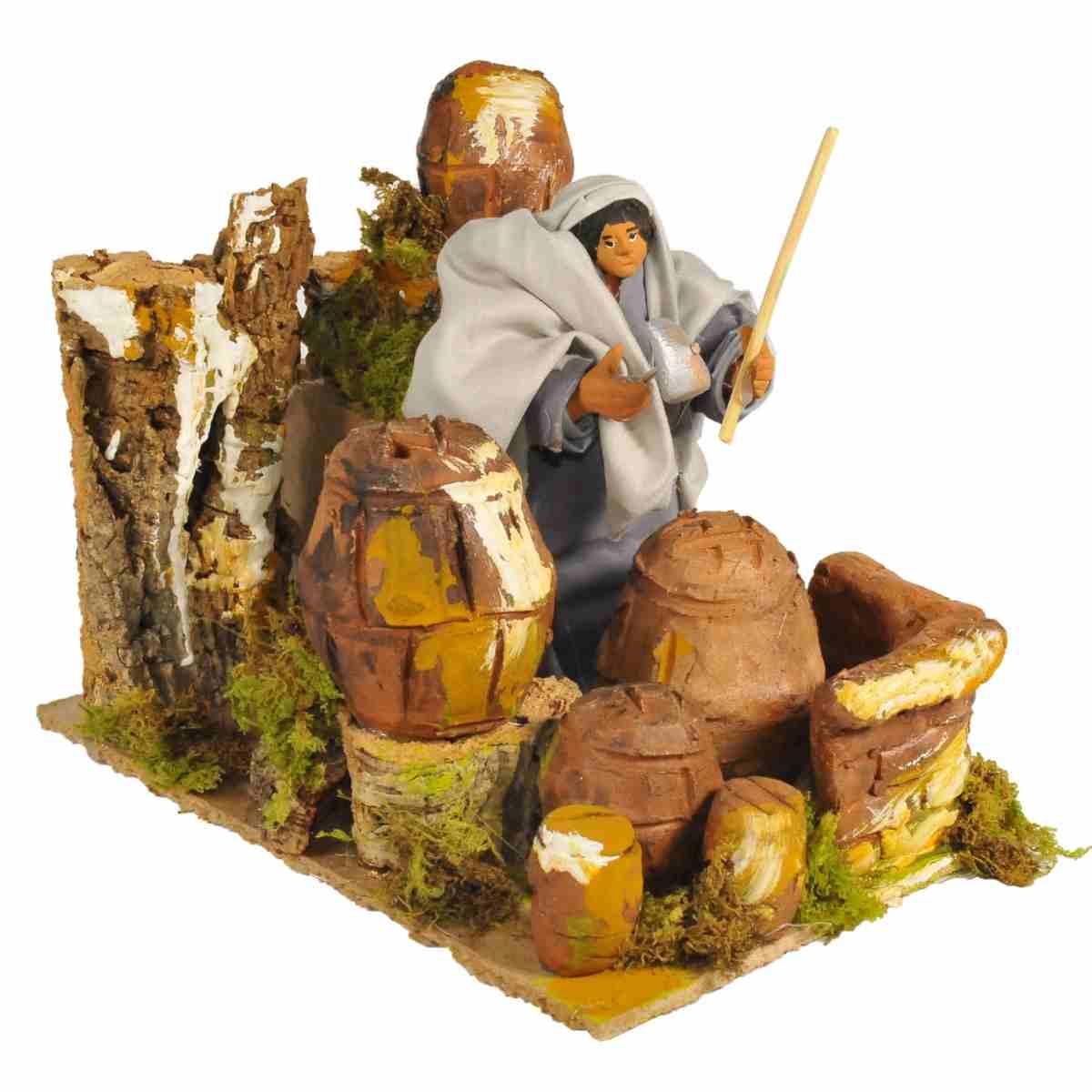 Statua presepe 12 cm movimento bottaio del martello
