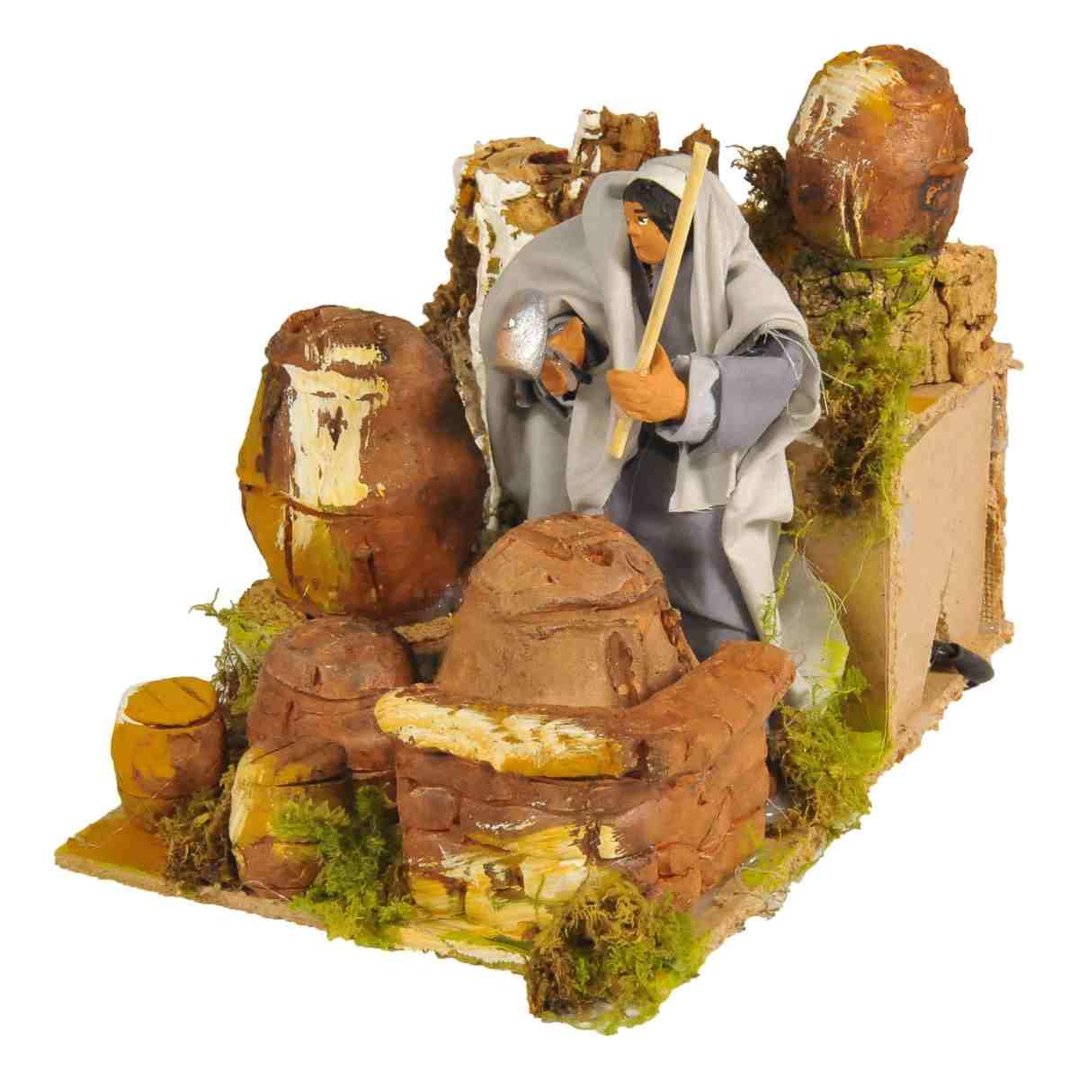 Statua presepe 12 cm movimento bottaio del martello