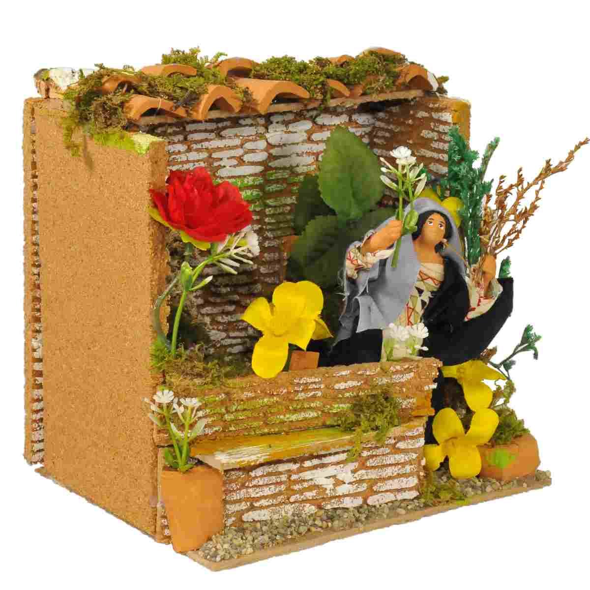 Statua presepe 12 cm movimento fioraia