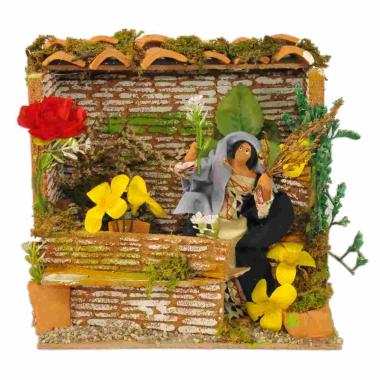 Statua presepe 12 cm movimento fioraia