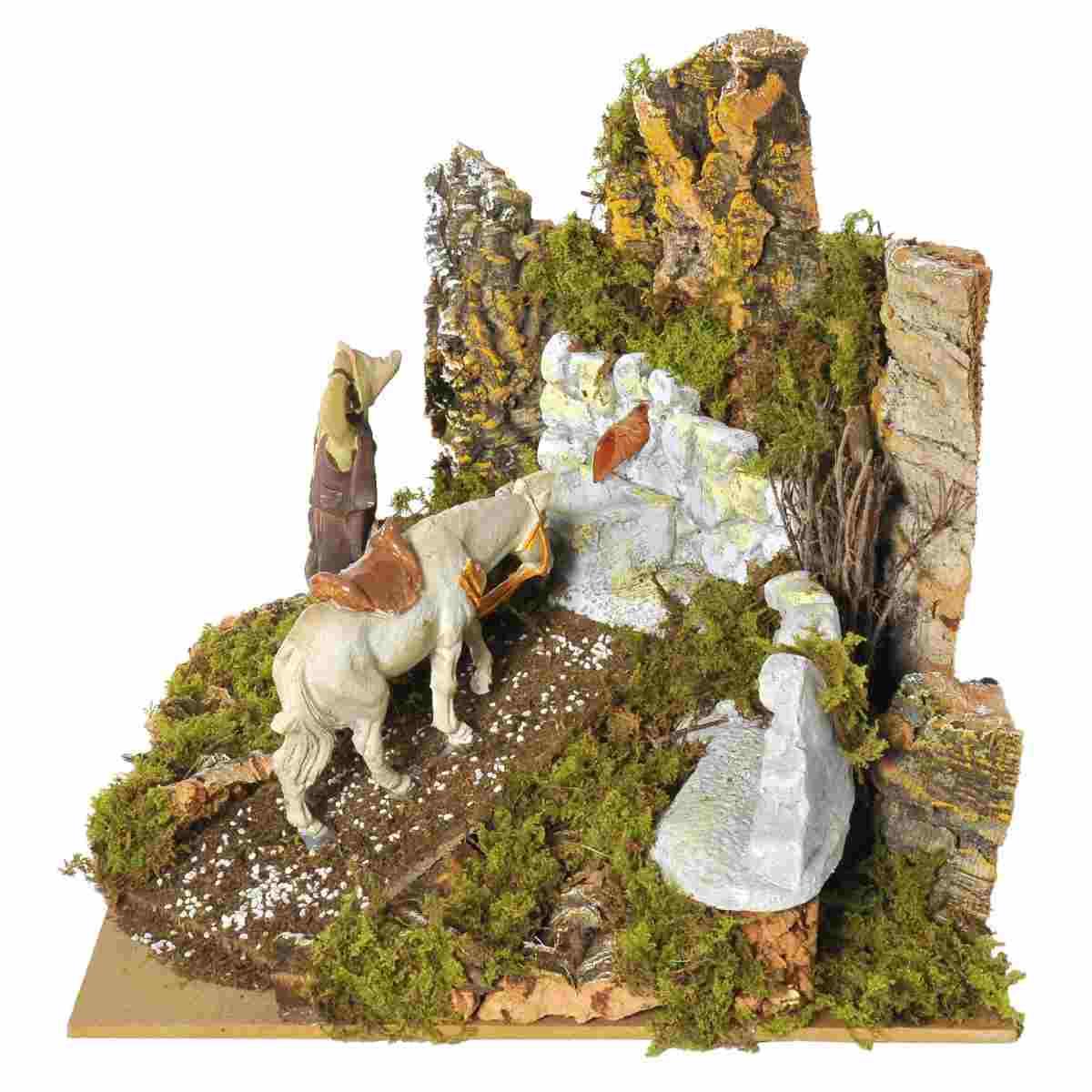 Fontana presepe elettrica cavallo pastore